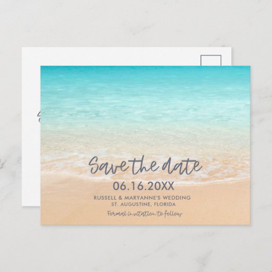 Beach Wedding Save the Date Postcard 案内ポストカード (正面/裏面)