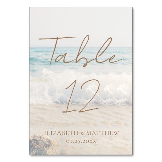 Beach Wedding Seaside/Oceanside Wedding テーブルナンバー (正面)