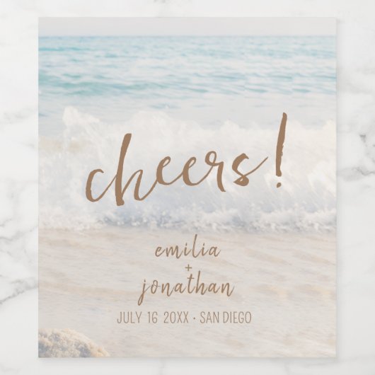 Beach Wedding Seaside/Oceanside Wedding ワインラベル (シングルラベル)