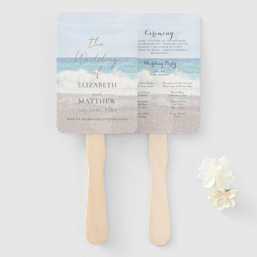 Beach Wedding Seaside/Oceanside Wedding Program ハンドファン (正面&裏面)