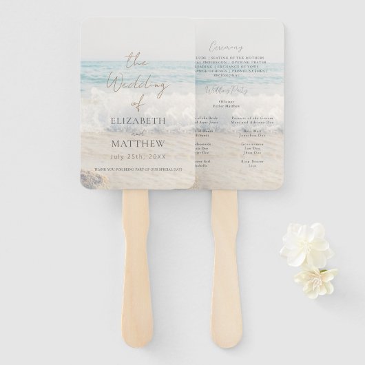 Beach Wedding Seaside/Oceanside Wedding Program ハンドファン (正面&裏面)