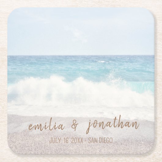 Beach Wedding | Seaside Wedding スクエアペーパーコースター (正面)