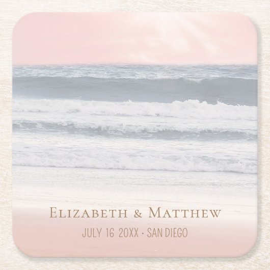 Beach Wedding | Seaside Wedding スクエアペーパーコースター (正面)