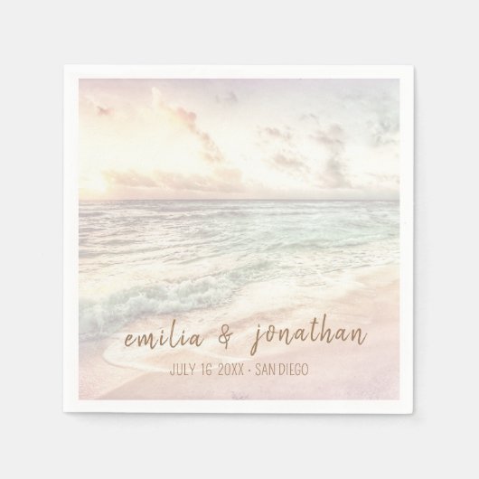 Beach Wedding | Seaside Wedding スタンダードカクテルナプキン (正面)