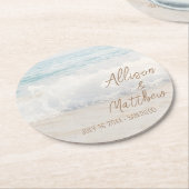Beach Wedding | Seaside Wedding ラウンドペーパーコースター (アングル)