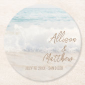 Beach Wedding | Seaside Wedding ラウンドペーパーコースター (正面)