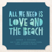 Beach Wedding Typography Wedding Save the Date ペーパーコースター (正面)