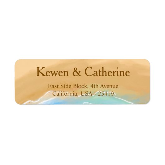 Beach Wedding Watercolor ラベル (正面)