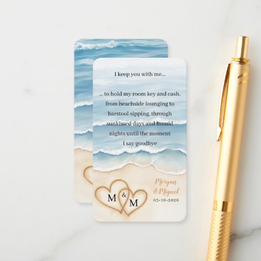 Beach Wedding Welcome Bag Room Key Holder Card エンクロージャーカード (正面/裏面インサイチュ)