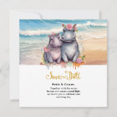  Beach Wedding with Hippo Couple  セーブザデート (正面)