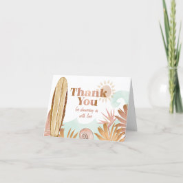 Beach Wooden Surfboard Baby Shower Thank You card サンキューカード