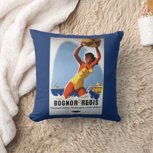 Beachballイギリスの鉄道の女の子およびポスター クッション (ブランケット)