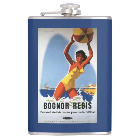 Beachballイギリスの鉄道の女の子およびポスター フラスク (正面)