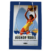 Beachballイギリスの鉄道の女の子およびポスター ミディアムペーパーバッグ (裏面)