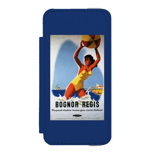 Beachballイギリスの鉄道の女の子およびポスター Incipio iPhoneウォレットケース (フォリオ 正面)