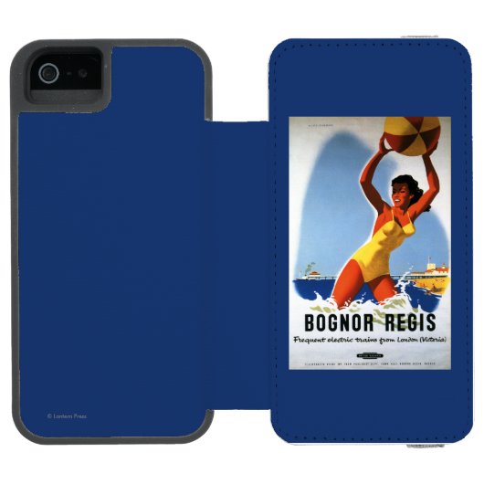 Beachballイギリスの鉄道の女の子およびポスター Incipio iPhoneウォレットケース (フォリオオープン)