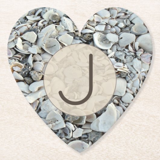 Beachcomber Shell Monogram Look ペーパーコースター (正面)