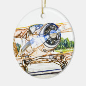 Beachcraft Staggerwingのヴィンテージの航空機 セラミックオーナメント (左)