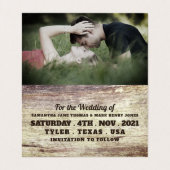 Beached Wood Effect, Photo Save The Date Card 名刺 (内部フラット)