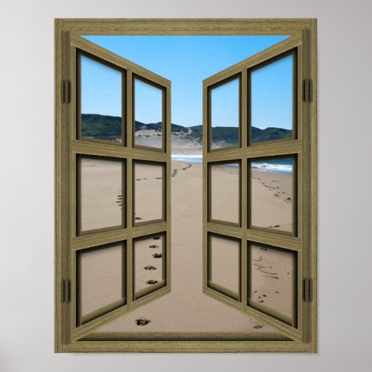 Beachfront 6 Pane Open French Door Poster ポスター (正面)
