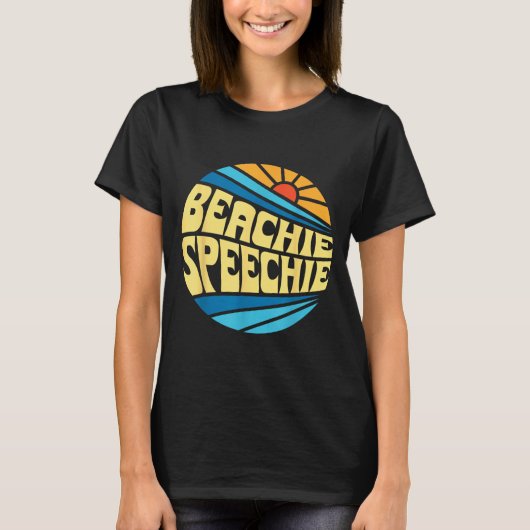 Beachie Speechie Speech Therapy Beach Retro Summer Tシャツ (正面)