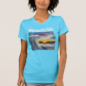 #beachlifeの砂、波および日没 tシャツ (正面)