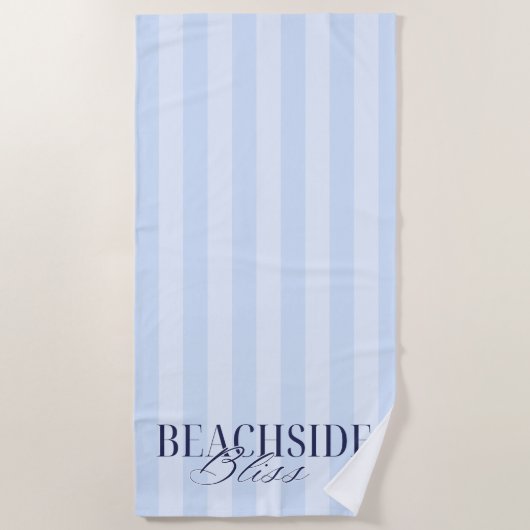 "Beachside Bliss" ブルー ビーチ 海 オシャレ 夏 ビーチタオル (正面)