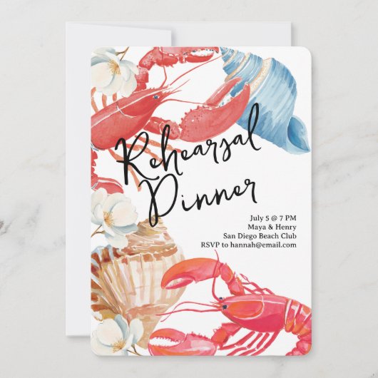 Beachside Rehearsal Dinner Wedding 招待状 (正面)