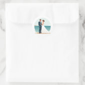 Beachside Wedding couple sticker ラウンドシール (バッグ)