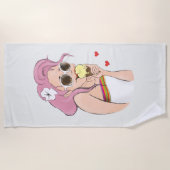 Beachtowelのファッションのイラストレーションの女の子の夏の氷 ビーチタオル (正面)
