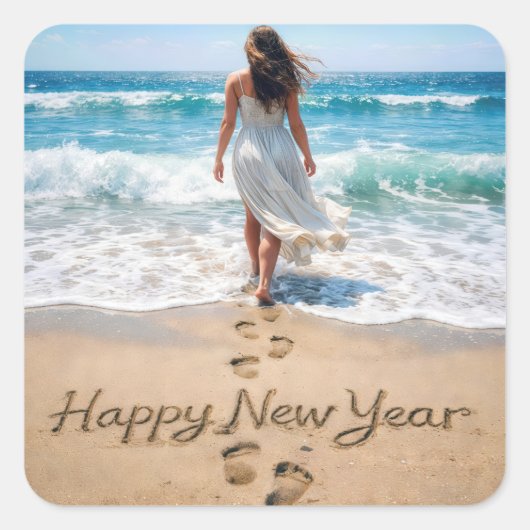 Beachwalkerと書かれた新年の挨拶 スクエアシール (正面)