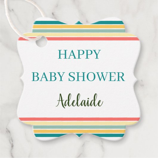 Beachyパーソナライズされた Happy Baby Showerをゲット フェイバータグ (正面)