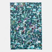 Beachy水の青くフェイクなスパンコール キッチンタオル (縦)