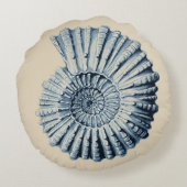 Beachy沿岸青い螺線形の貝殻 ラウンドクッション (裏面)