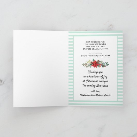 Beachy 航海の Poinsettia新しいアドレス シーズンカード (内部)