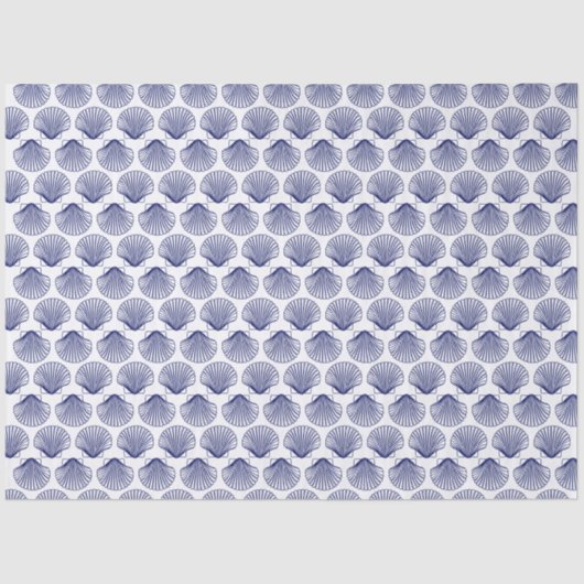 Beachy Blue Scallop Shells Seashells 薄葉紙 (正面)