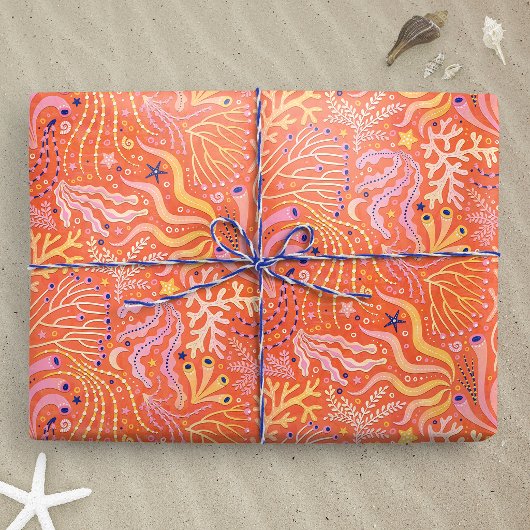 Beachy Boho Seagrass Orange ラッピングペーパー