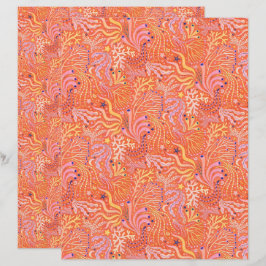 Beachy Boho Seagrass Orange Scrapbook Paper