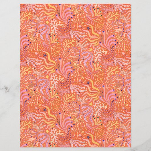 Beachy Boho Seagrass Orange Scrapbook Paper (正面)