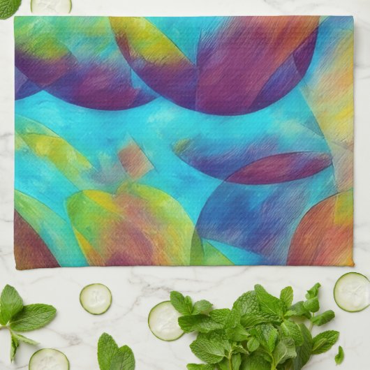 Beachy Bubbles Artsy Abstract Kitchen Towel キッチンタオル (折り畳み)
