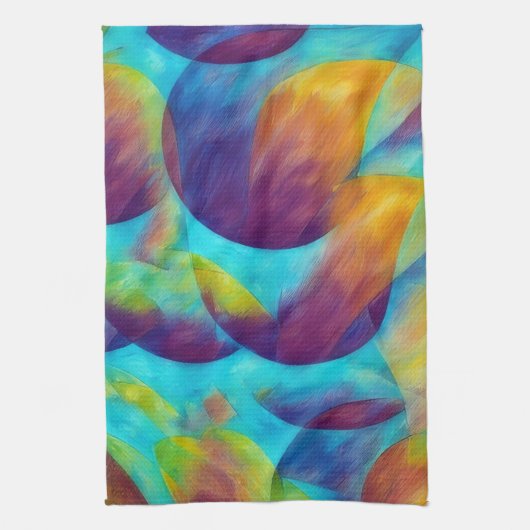 Beachy Bubbles Artsy Abstract Kitchen Towel キッチンタオル (縦)