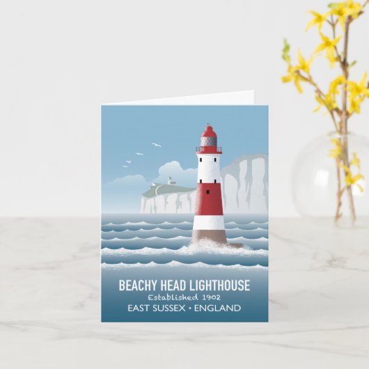Beachy Head Lighthouse カード (黄色い花)