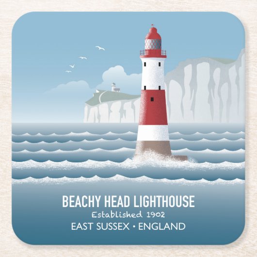 Beachy Head Lighthouse スクエアペーパーコースター (正面)