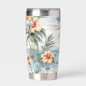 Beachy Hibiscus Floral 保温保冷タンブラー (正面)