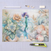 Beachy Pastel  Floral Mermaid & Shells Decoupage  薄葉紙 (クラフト)