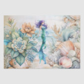 Beachy Pastel  Floral Mermaid & Shells Decoupage  薄葉紙 (正面)