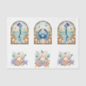 Beachy Pastel  Floral Mermaid & Shells Decoupage  薄葉紙 (正面)