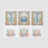 Beachy Pastel  Floral Mermaid & Shells Decoupage  薄葉紙 (正面)