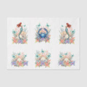 Beachy Pastel  Floral Mermaid & Shells Decoupage 薄葉紙 (正面)