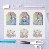 Beachy Pastel  Floral Mermaid & Shells Decoupage 薄葉紙 (クラフト)